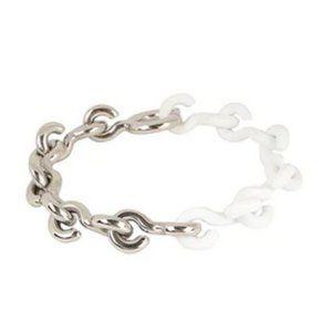 Calvin Klein Choppy Stainless Steel Matt White PVD Bracelet silver and white